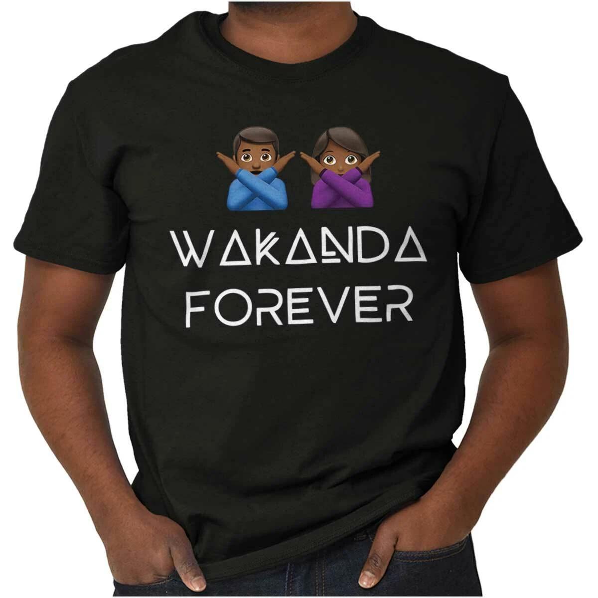 Wakanda Forever Funny Emoticon Superhero Womens or Mens Crewneck T Shirt Tee L