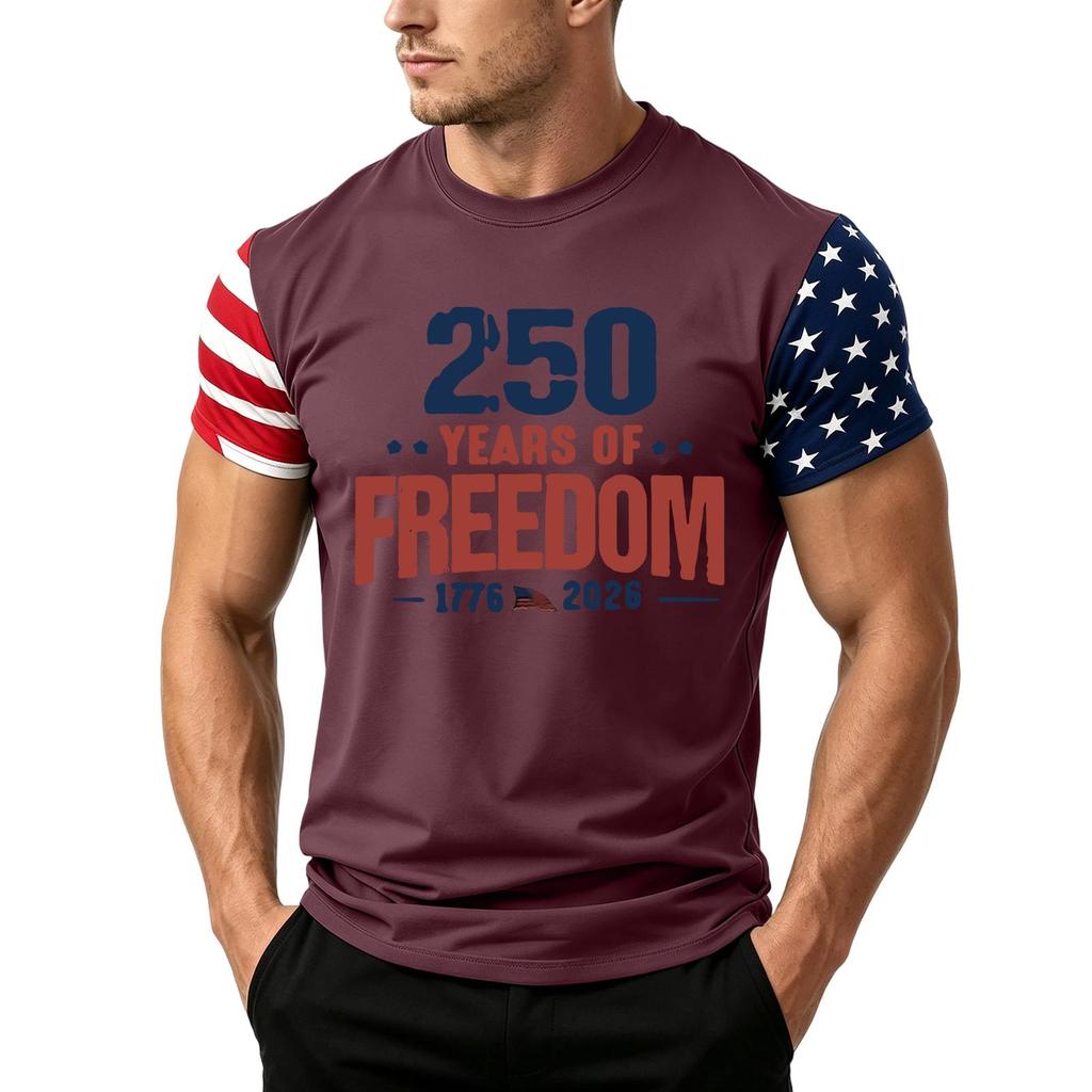 Men's Independence Day Flag Print Short Sleeve T-Shirt, Loose Casual Daily Summer Tops