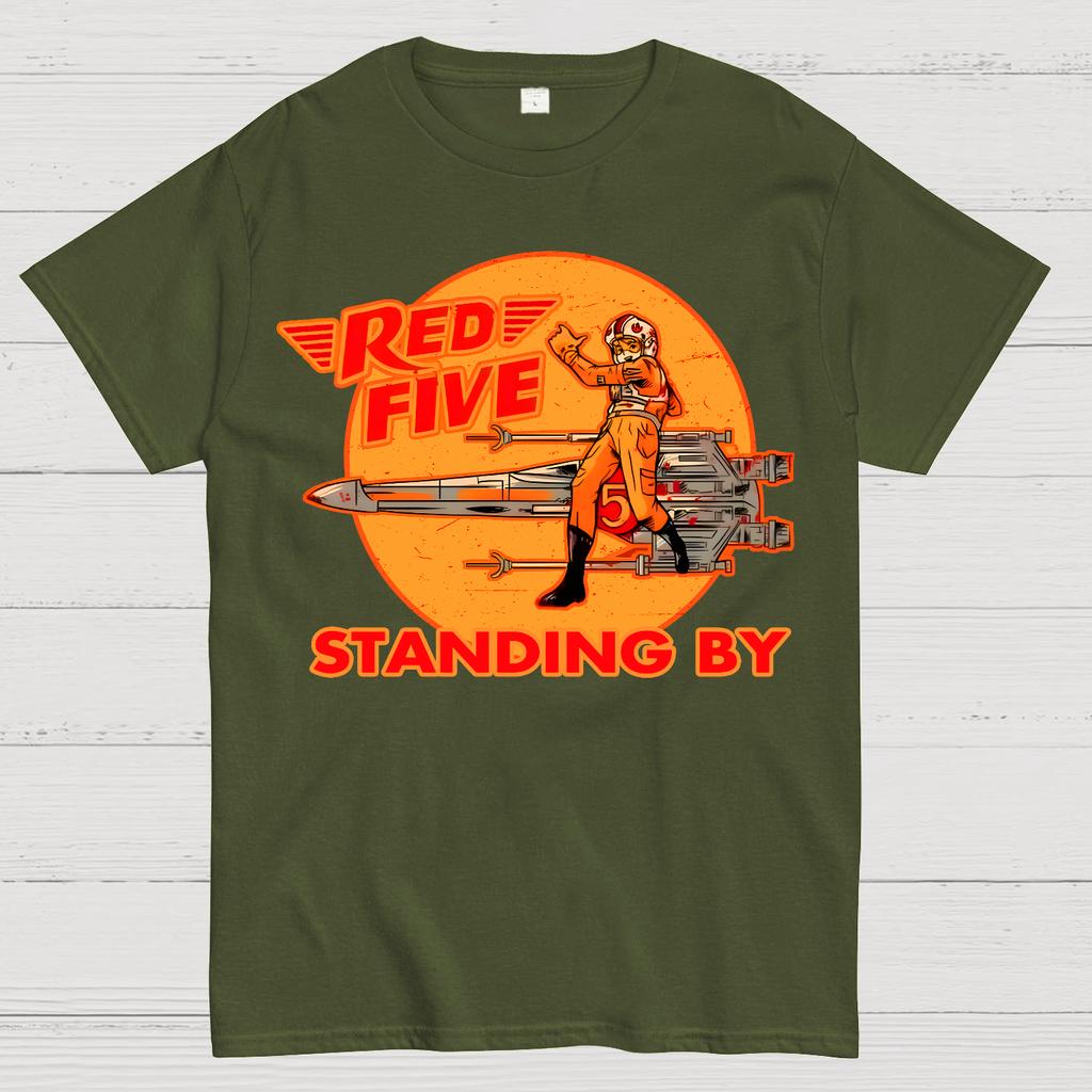 Red Five Standing Dy Unisex 100% Cotton Summer Casual Cool Loose T-Shirt