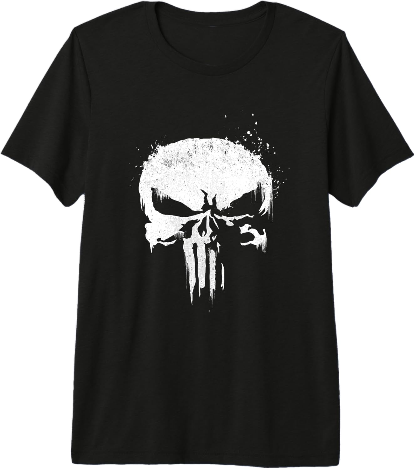 Marvel The Punisher White Ink Splatter Skull Logo Premium Tri-Blend T-Shirt S