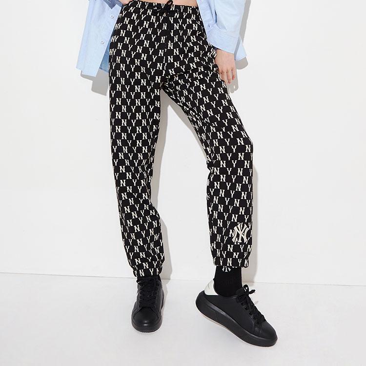 New MLB Old Flower Sports Pants Unisex Black 3ATPM0121-50BKS