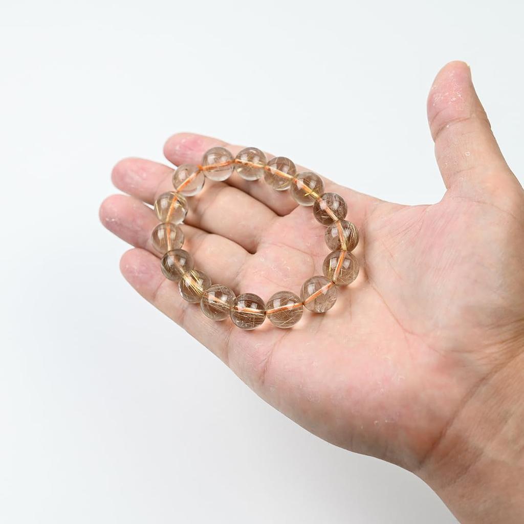 Jewelry Town Shosenkyo Rutilated Quartz 16cm Inner Power Stone for Good and Work [Eigado] Bracelet, 13.5mm Beads, Diameter, Fortune, Money,