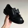 Leather College Style Bow Round Head Small Leather Shoes Women's 2025 Spring and Autumn New Thick Heel Platform Loafers Single Shoes