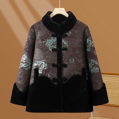 Middle-aged Mother Winter Coat Women's High-end Padded Jacket Grandma Winter Velvet Padded Jacket Old Lady Old Man Clothes