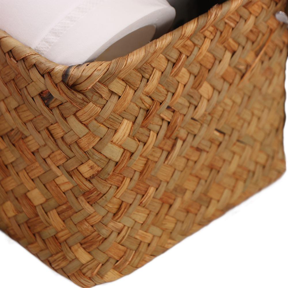 Rectangular 3 Grid Handwoven Storage Basket Handmade Rattan Divider Storage Box  Wardrobe