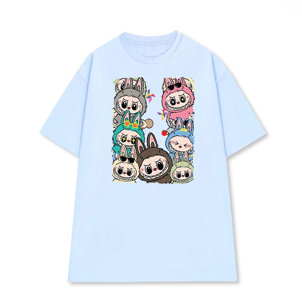 2025 New Summer Labubu Anime Short-Sleeved Women's T-shirt Casual All-Matching Tops