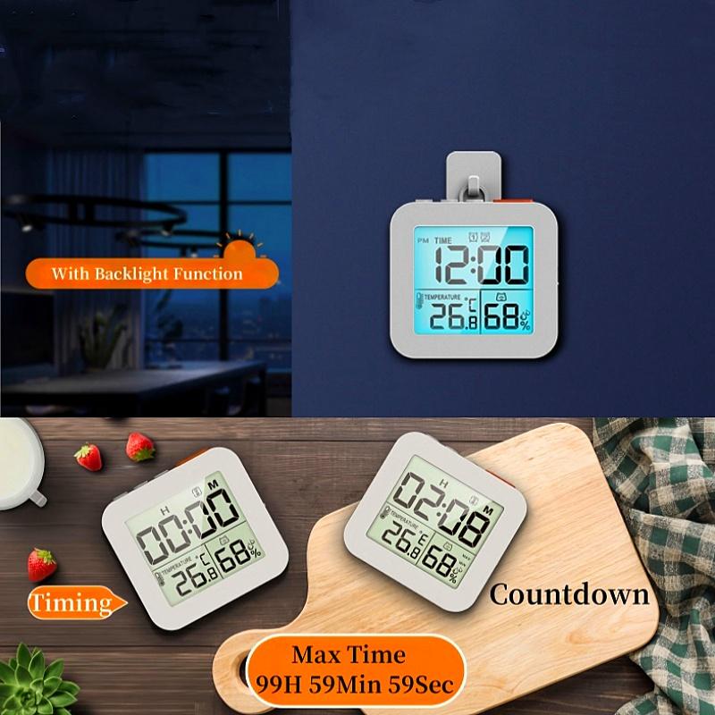 Mini Digital Alarm Clock TEMP Humidity Dual Alarm Timing Countdown Backlight Snooze Table Clock 12/24H Battery Powered LCD Clock