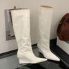Fashion Fashion Pointed Toe Modern Ladies Knee High Boots With Wedges Shoes Female Slip On Footwear Women Long Boots Heeled Shoes Pumps