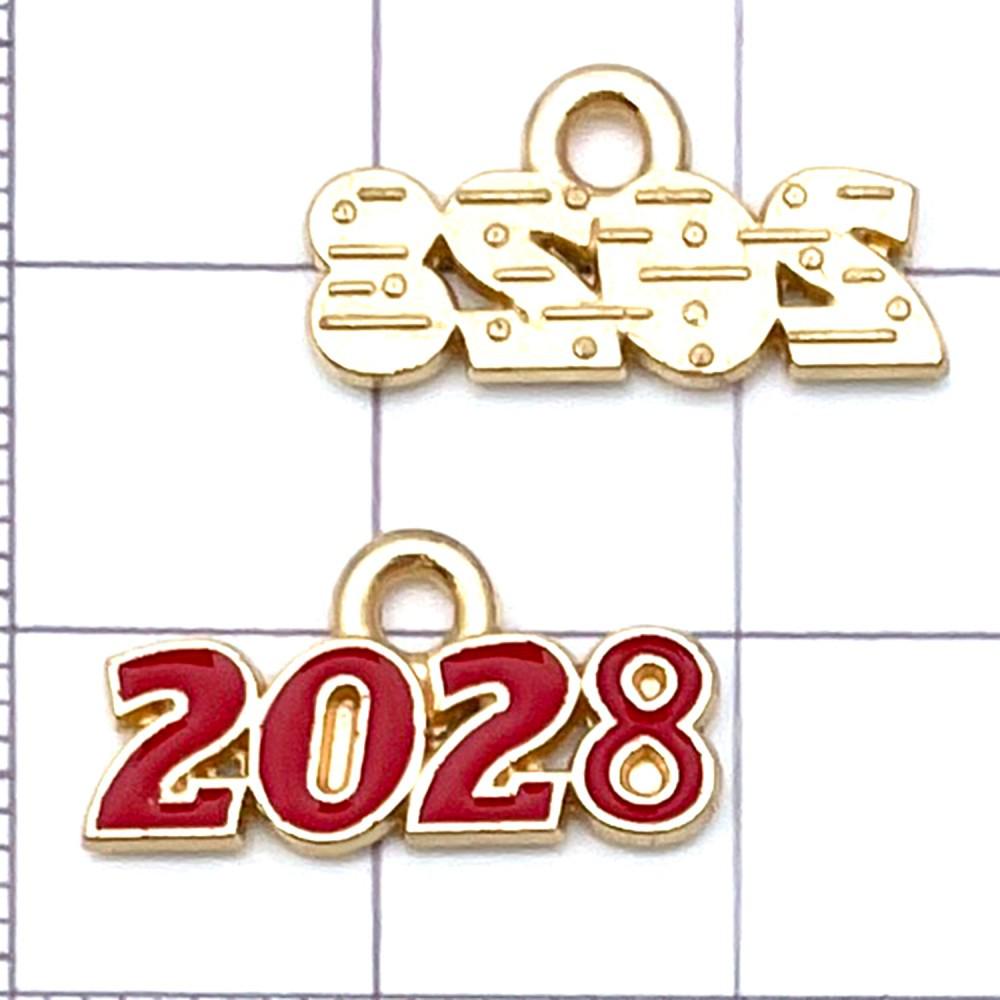 10 Colorful Enamel 2028 Year Number Charms for DIY Jewelry and Accessories