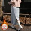 High Waist Midi A-Line Plus Size Women's Skirt - Drapey, Slit, Fleece-Lined for Autumn/Winter
