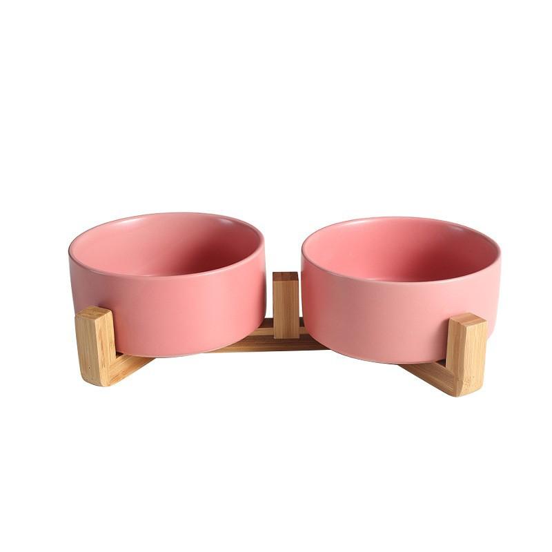Ceramic Bowl Cat Dog Bowl Cat Food Bowl Cat Bowl Drinking Water Bowl Double Bowl Protection Cervical Spine Bowl Black Pet Bowl
