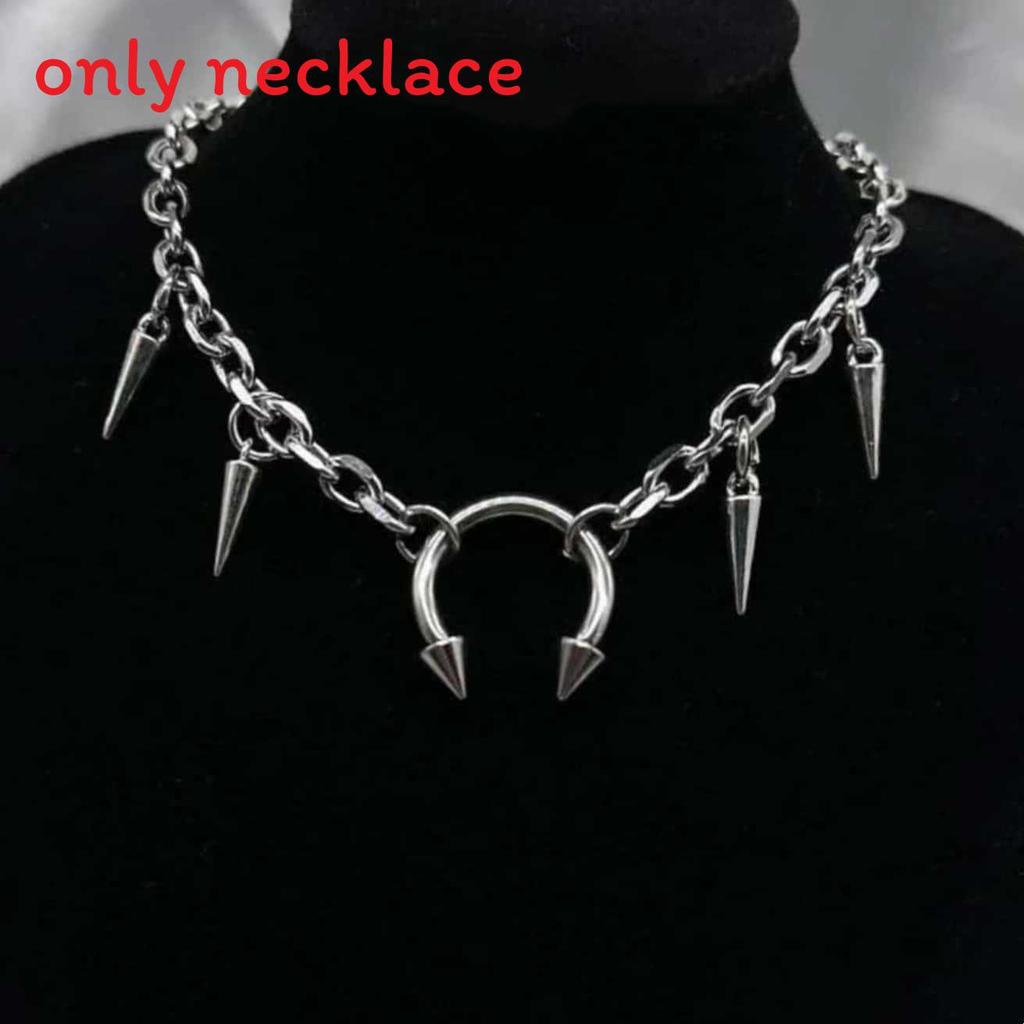 Gothic Punk Thorns Pendant Necklace With Steel Cross Chain For Women