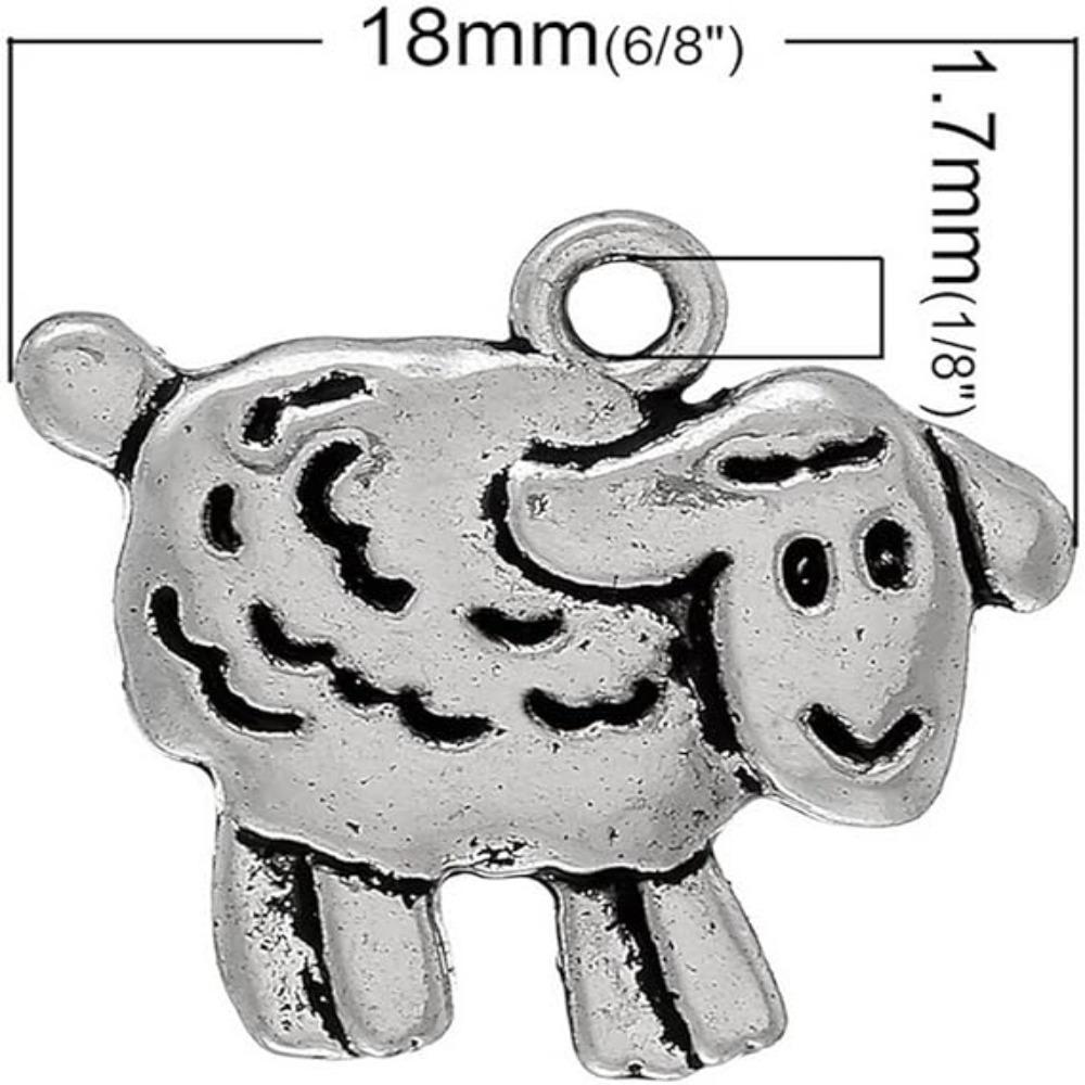 20pcs 0.7inch Sheep Metal Charms Pendants Silver Animal Shape Dangle  for Earring