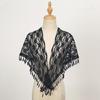 Stylish Lace Triangular Headscarf Hollowout Fringed Shawl With Flower Pattern Great For Fashion Enthusiasts Women Favor