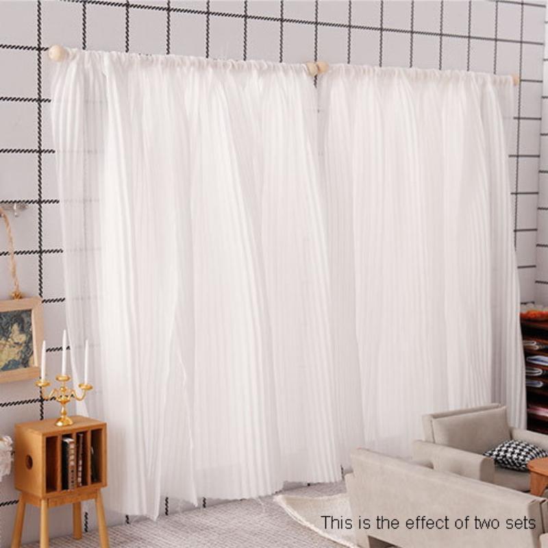 1 Piece Bedroom Living Room Furniture Decoration 1:12 Dollhouse Miniature Curtain White Chiffon Door Curtain Window Decor Model