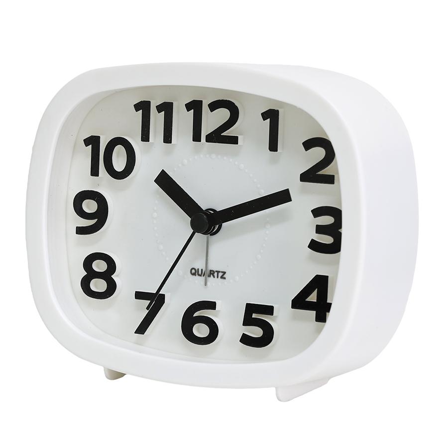 

1pc minimalist bedside square quartz alarm clock, creative 3D digital clock face, home decoration, festival gift, battery free белый