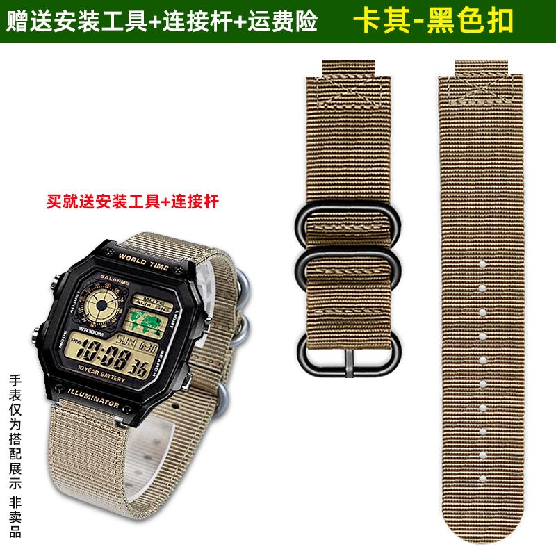 

For Casio small square AE1200/1300/1000 A158/A159/A168 F91W DW-291H nylon canvas strap accessories men s sports watch chain 18mm 18mm