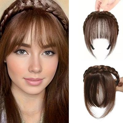 1pc Synthetic Wig With Bangs Made From High-Quality Fibers Extension Resist Deformation For Women Daily Wear