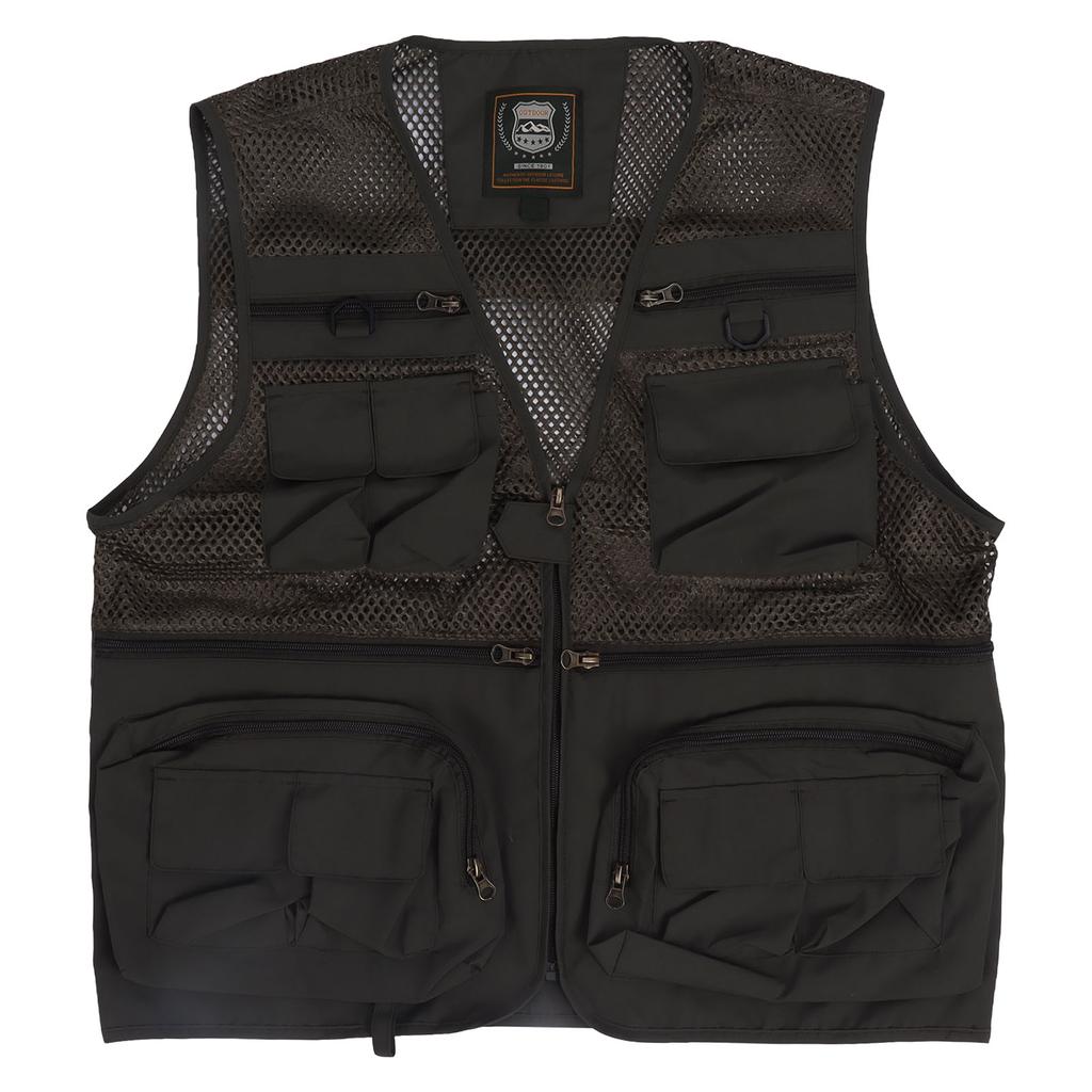 Fishing Vest Breathable Quick Drying Multi Pockets Mesh Work Waistcoat for Men Photography Cycling Hiking L