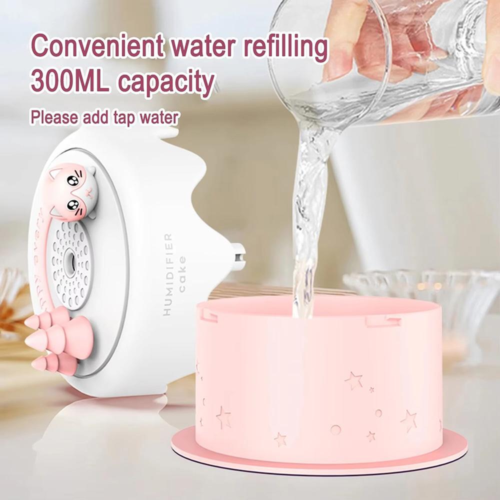 Cute Mini Small Cake Humidifier USB Night Light Desktop Household Use Cartoon Spray Humidifier Gift