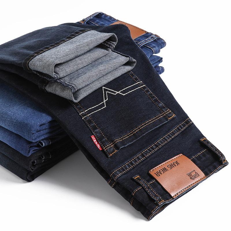 

Spring Autumn Straight Elastic Cotton Jeans Men Business Classic Style Jean Denim Pants Trouser 40