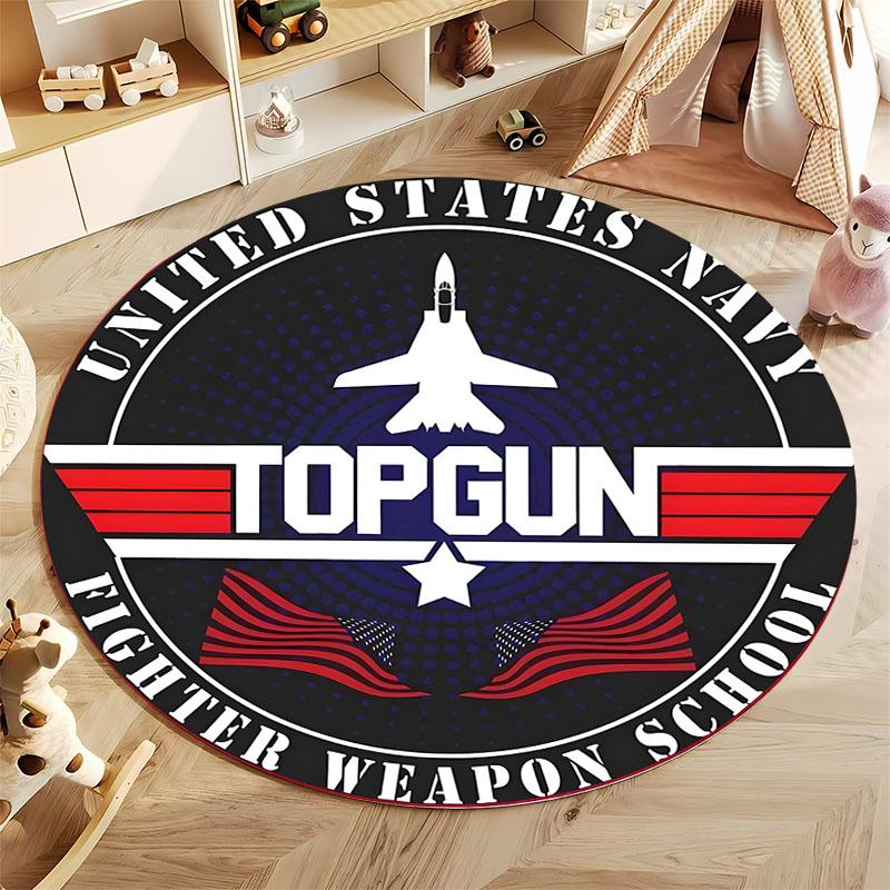 "Top Gun Fighter Jet Themed Round Rug for Offices" round carpet for home sofa bedroom, gift
