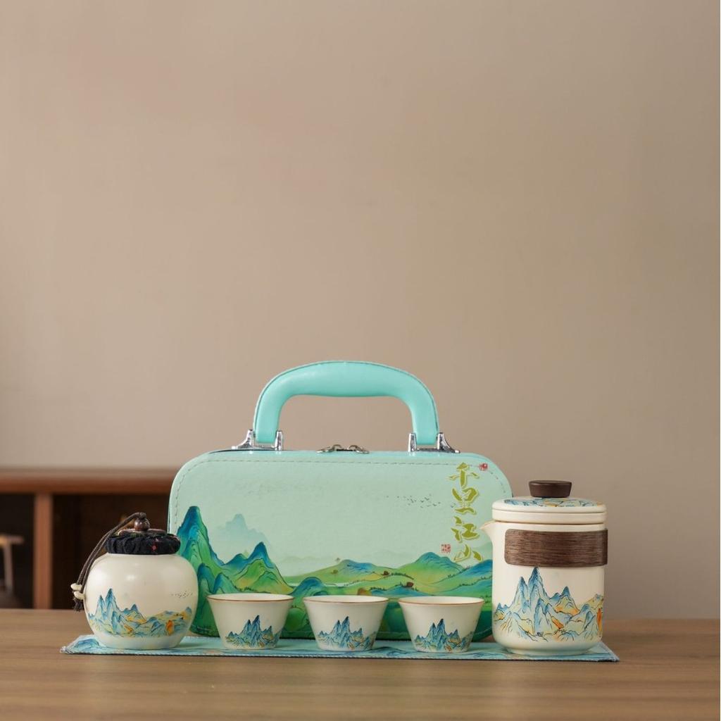 Chinese style Guochao Qianli Jiangshan tea set merchandise gifts business souvenir set company corporate activities small gifts