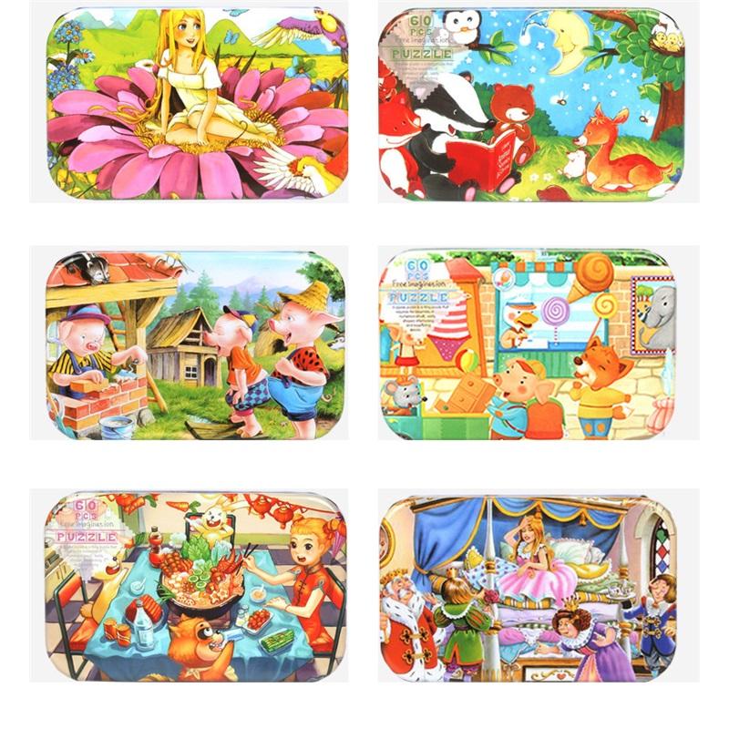 Neu 60 stück Holz Puzzle Spielzeug für Kinder Cartoon Fahrzeug Tier Holz Jigsaw Baby Lernen Pädagogisches Spielzeug