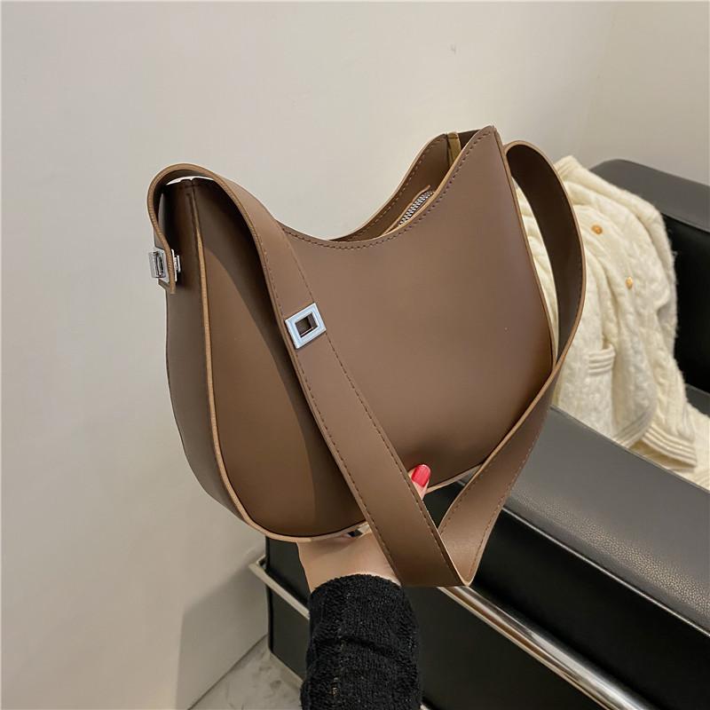New Women's Retro Solid Color Fashion Handbags PU Leather Shoulder Underarm Bag Casual Women Hobos Handbags Trend
