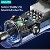 USAMS 5V 3A 15W Dual USB Car Charger Mini Car Quick Charger With Blue Ambient Light For iPhone 13 12 iPad Huawei Samsung Xiaomi