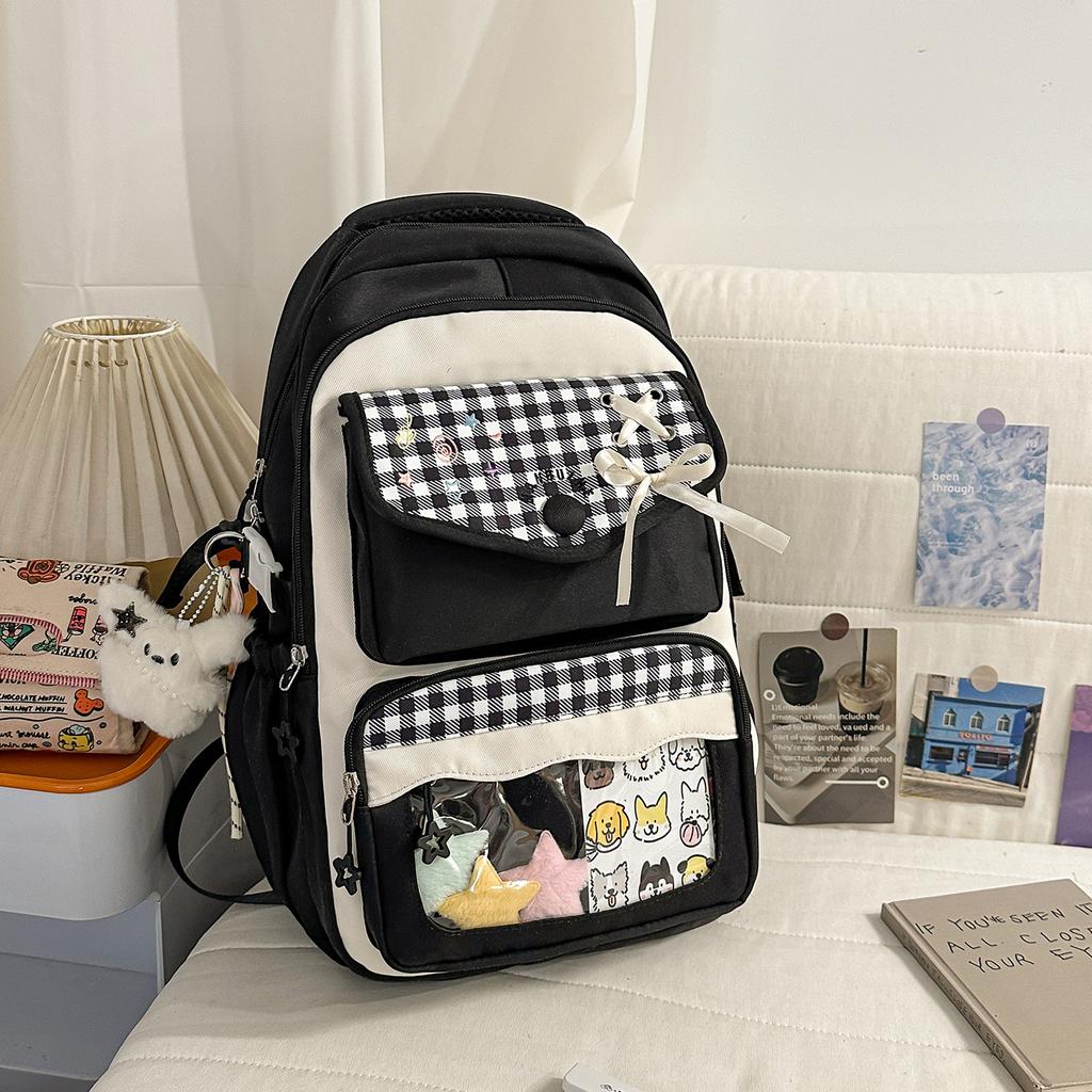 Schoolbag1011 new cute transparent pain bag cartoon foreign style backpack large capacity contrasting color backpack student schoolbag female