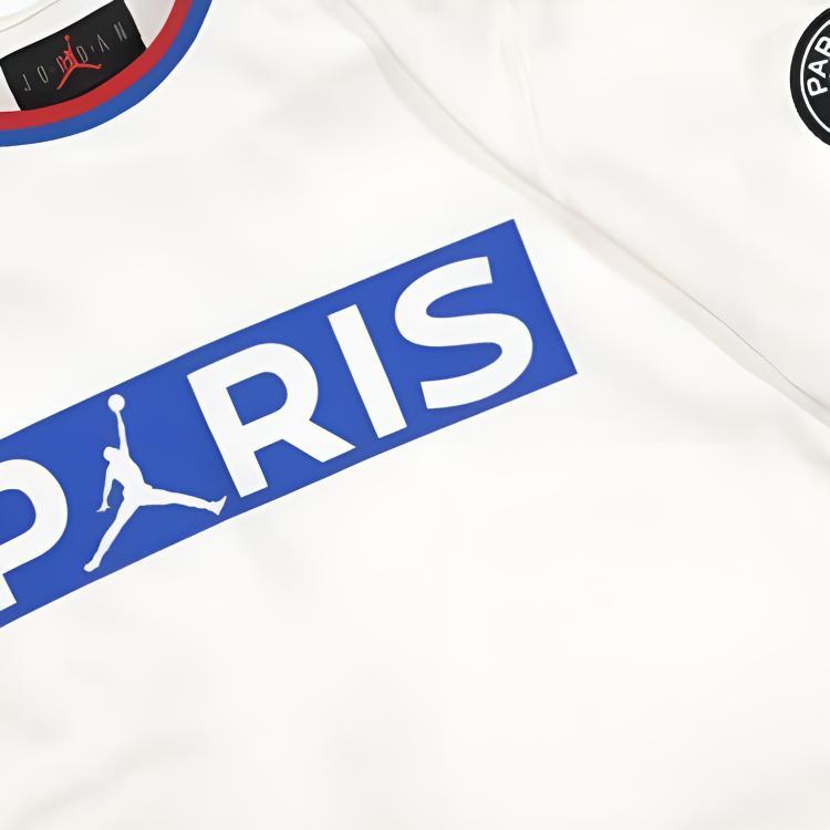 Jordan X PSG Poly Replica Crew Neck Letter Print Short Sleeve T-Shirt Unisex T-Shirt White BQ8358-100