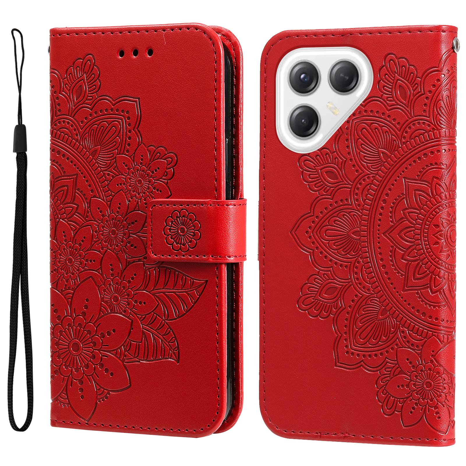 

Чехол для TECNO Pova 7 Ultra 5G с цветочным узором, кошелек-подставка из искусственной кожи, чехол для телефона Red