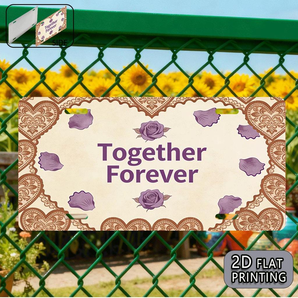 D Flat pc Purple Rose Vintage Metal Aluminum Sign License Plate Decorative Sign Valentine Gift Gifts for Him