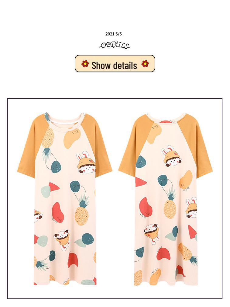 Pigiama Estivo da Donna a Cartoni Animati: Vestito Carino, a Maniche Corte, Taglie Forti, Sottile, Lungo per Casa o Esterno