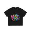 Black T Shirt with Colorful Vibe Graffiti Print for Casual Wear