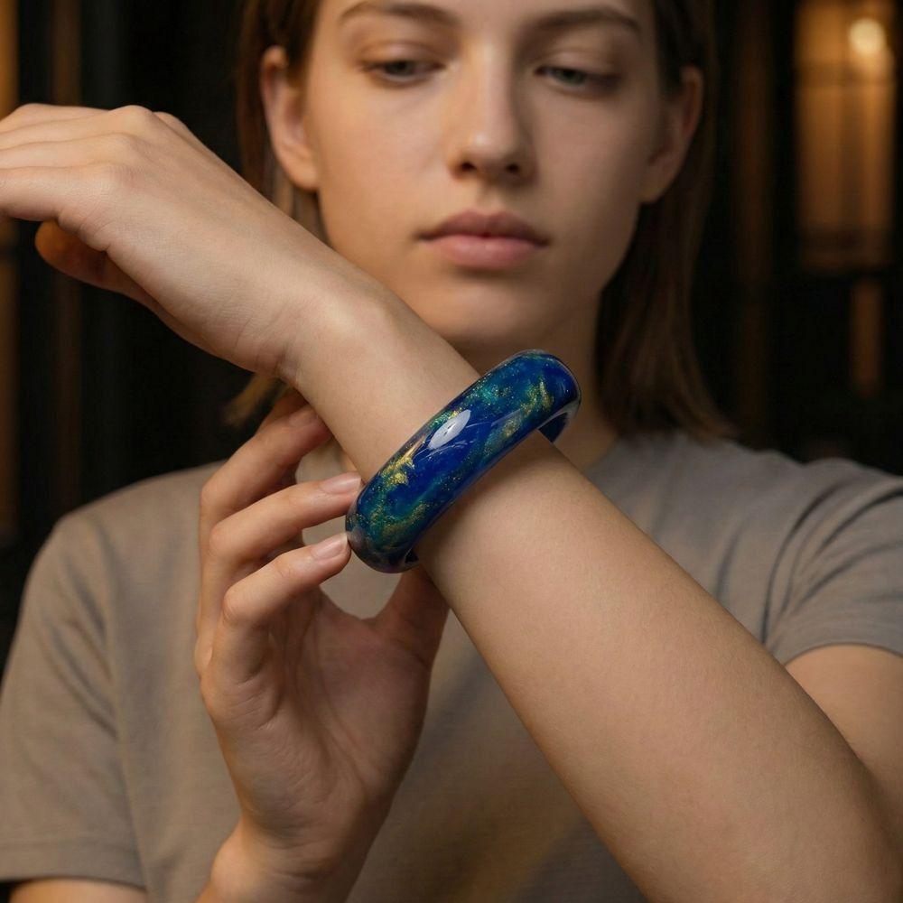 Colorful Smudge Chunky Bracelet Unique Night Glow Effect Bangle Women Jewelry