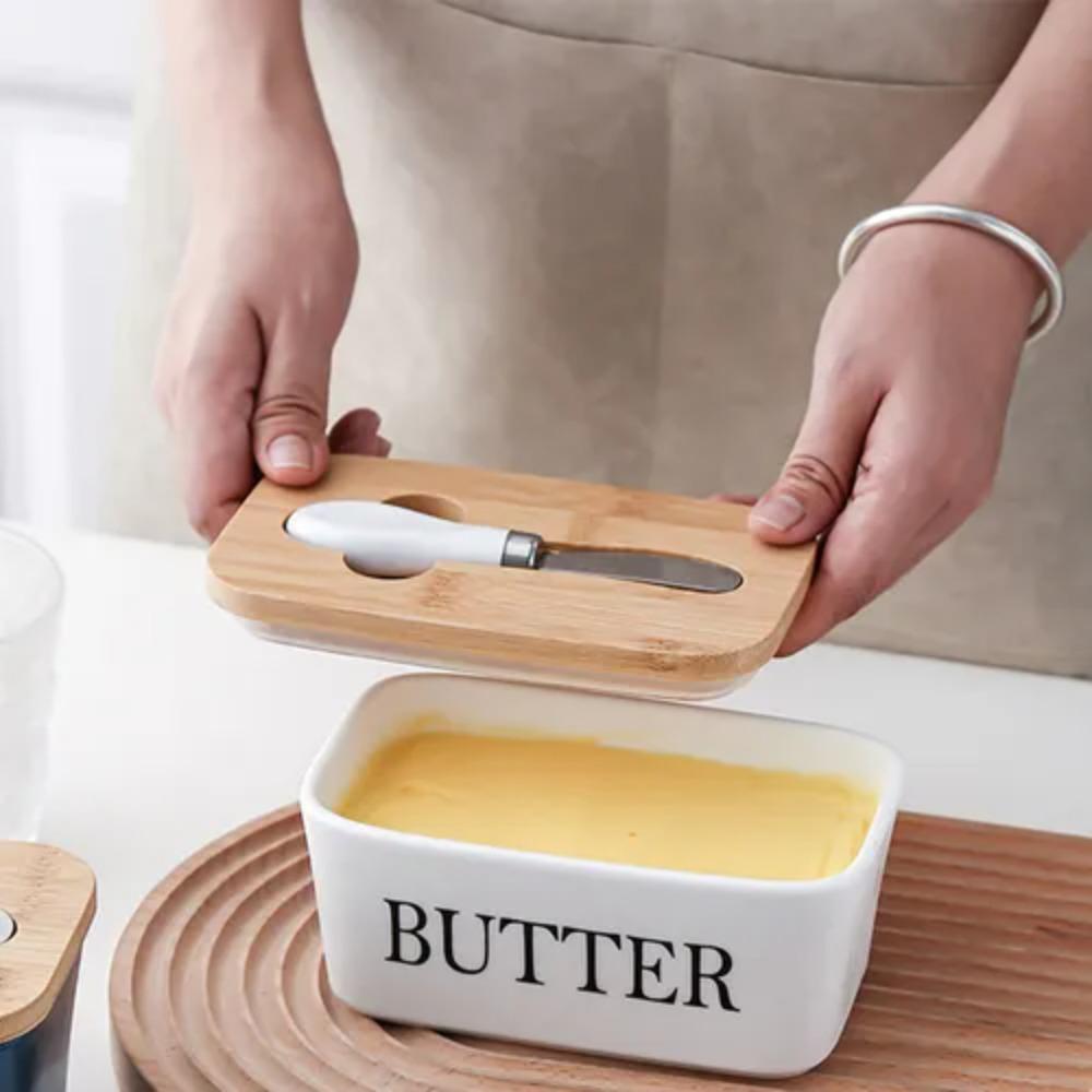

with Wood Lid Cheese Trays Nordic Style Butter Keeper Multifunctional Dish Kitchen