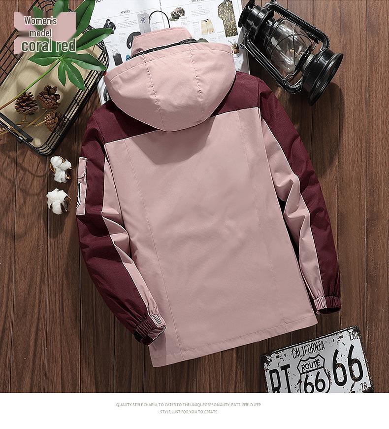 2021 Men's Spring/Autumn Thin Hooded Windbreaker - Single Layer Mountaineering Plus Size Couple Jacket