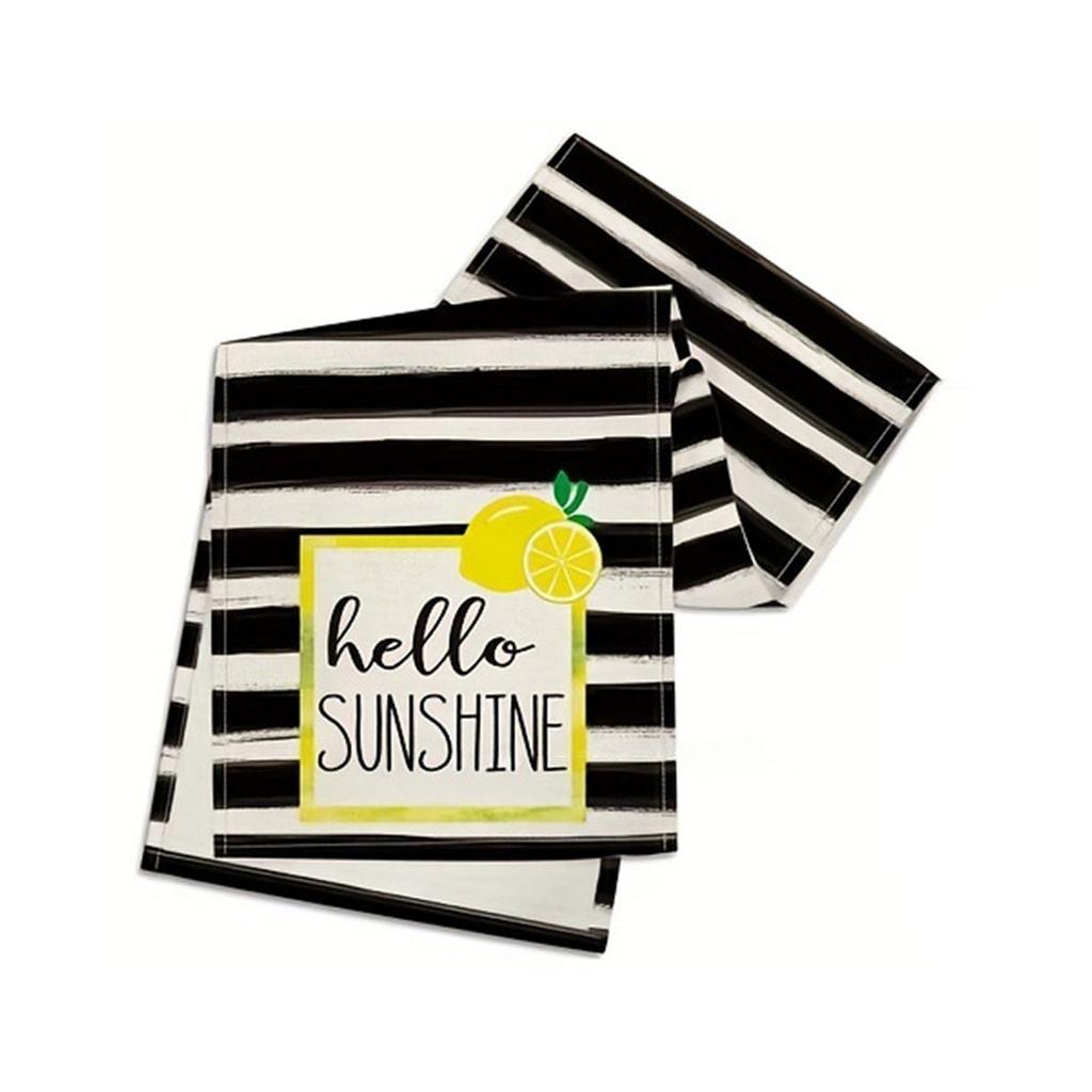 Striped Lemon Table Runner with Lemon Pattern Table Cloth Perfect for Festival Dining Special Gatherings DIY Assembly