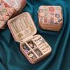 Vintage Cork Jewelry Organizer Box Bohemia Portable Earrings Storage Box Flowers Retro Necklace Storage Case Display Travel