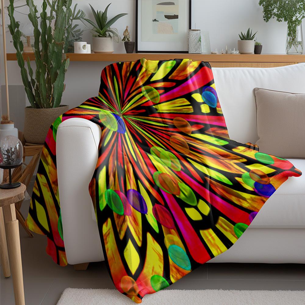 Vibrant Abstract Colorful Circle Pattern Decorative Throw Blanket Sofa Bed Cover for Home Decor