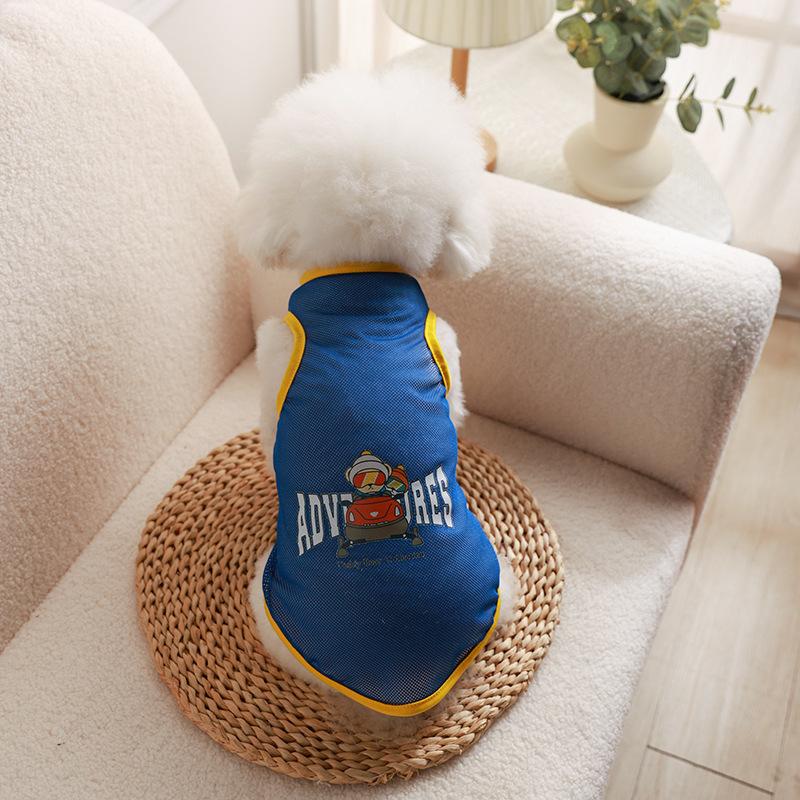 Summer Thin Printed Mesh Vest Cat Clothes Pet Vest Thin Corgi Teddy Pomeranian Dog Clothes