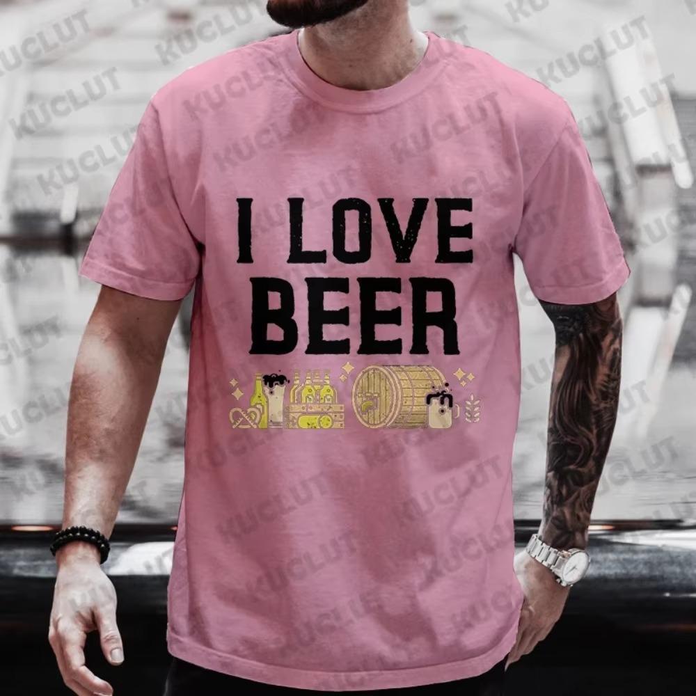 I Love Beer Funny Graphic T Shirts Men Y2k Streetwear Friends Beer DAY Drinker Party Tops Plus Size Clothes Short Sleeve Tees