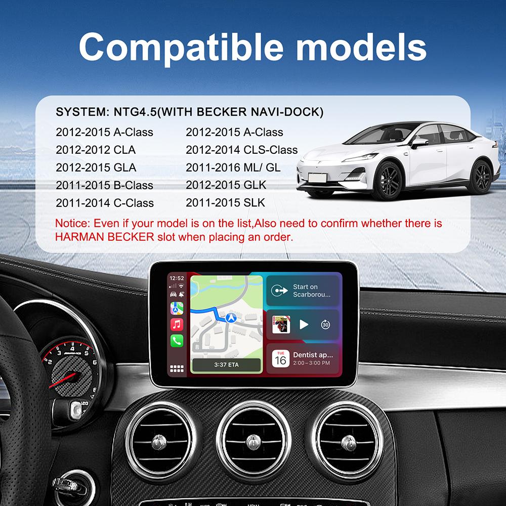 New Upgrade Wireless Carplay Android Auto A B C E G GLA CLA GLK ML Class For Mercedes NTG4.5 Becker W177 Benz W204 Apple Carplay