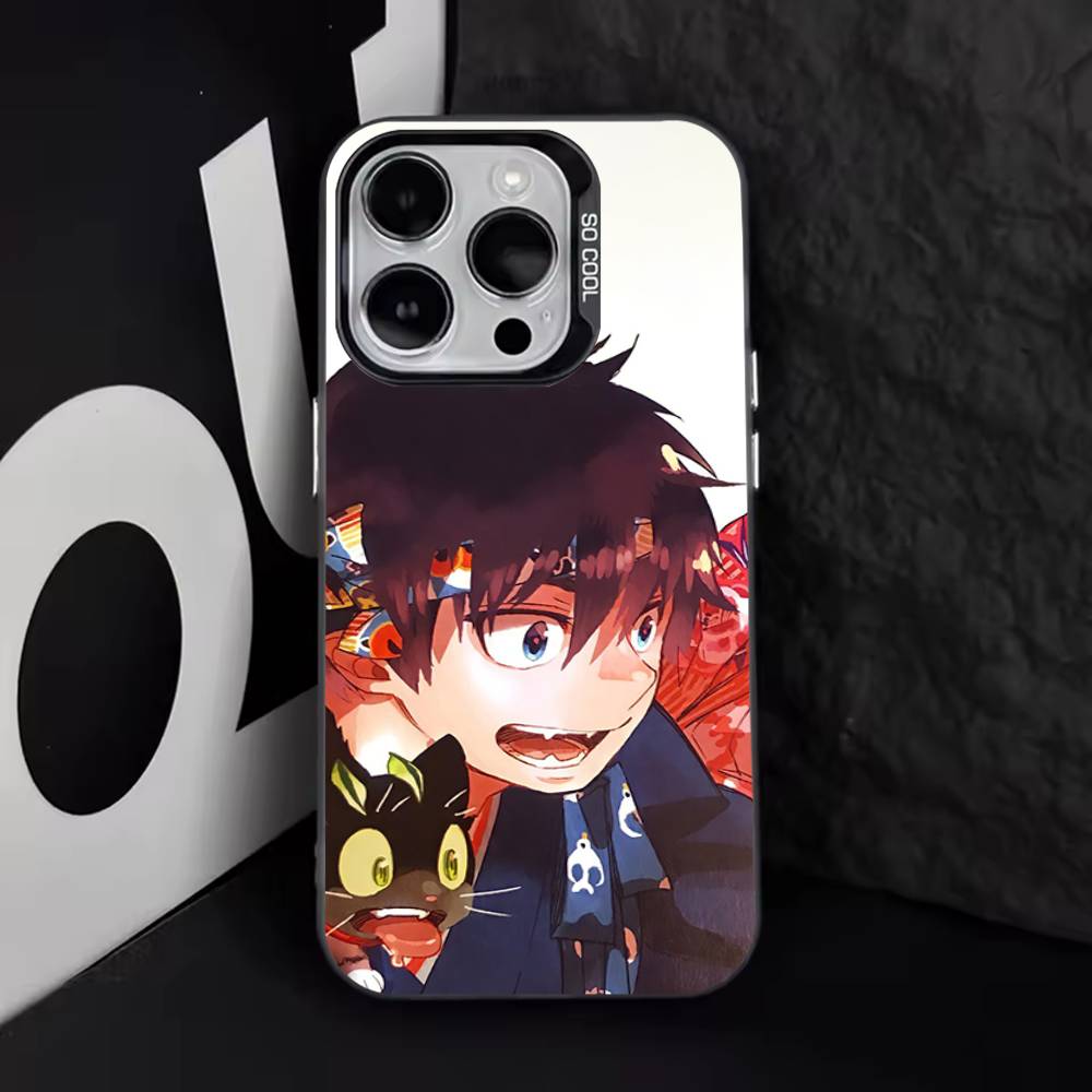 Anime Blue Exorcist Phone Case For iPhone 16,15,14,13,12,11,8,7,Pro,Max,Plus,Mini,XS,SE Anti Fall Black Matte Hard