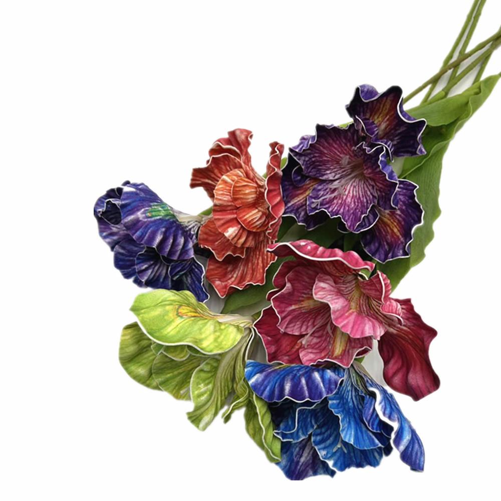 Artificial Real Touch Iris Flower branch EVA Large Iris for Wedding Party Hotel Home Floral Decor