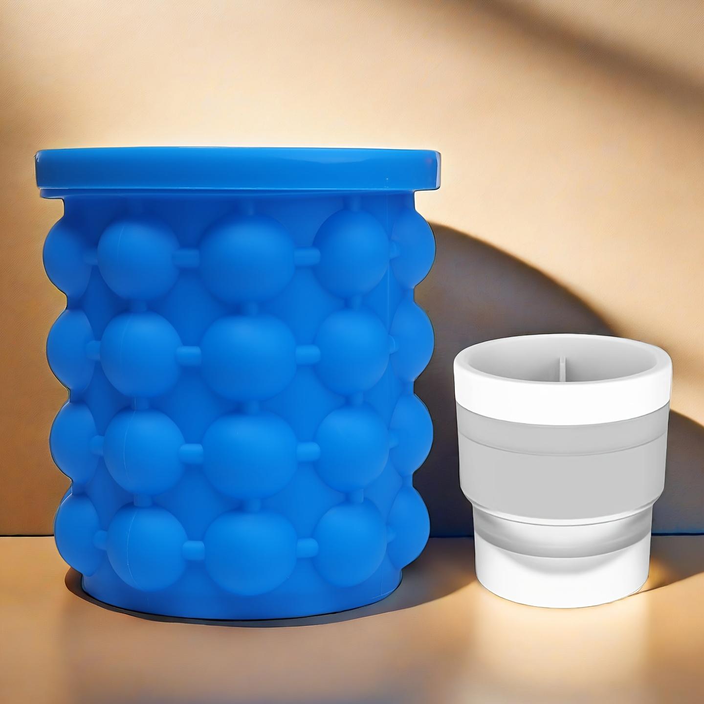 2pcs Hybrid Ice Ball Mold Set Suitable for Freezer & Fridge - Large & Small Ice Balls Maker, Plastic Ice Maker for, Parties, Beverages, Instant 2pcs (blue large + white