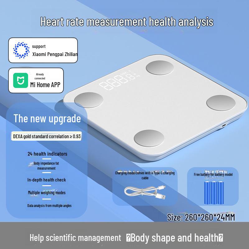 Rechargeable Smart Body Fat Scale for Home - Accurate, Compact, and Mijia App Compatible.