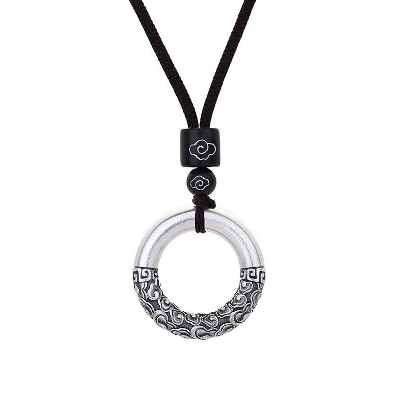 Lucky Transshipment Xiangyun Ping An Buckle Pendant Retro Ethnic Style Male and Female Couples Personality Simple Silver Jewelry